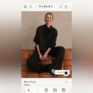 Varley Betsy Sweat Doublesoft Black Medium Sweatshirt